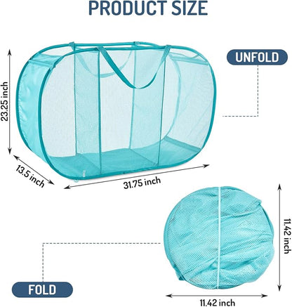 Seiritex Mesh Popup Laundry Hamper 3 Compartment Sortable Horizontal - Image 2