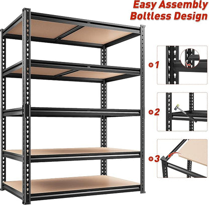 REIBII 2020LBS Storage Shelves 5 Tier Garage Shelving Heavy Duty, Adjustable - Image 8