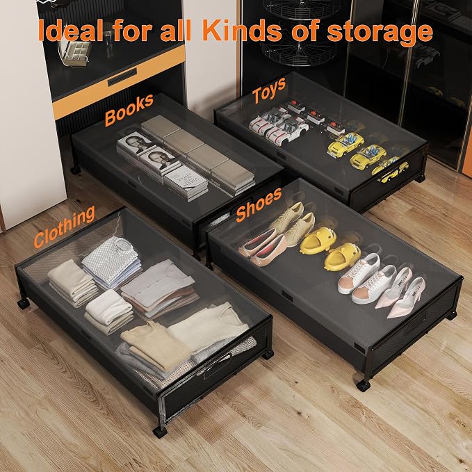 Under Bed Storage with Wheels, Rolling Underbed Storage Organizer, Heavy Duty - Image 7