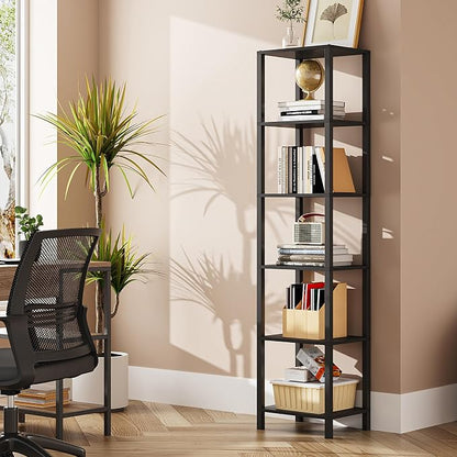 TUTOTAK Bookshelf, 6-Tier Tall Narrow Book Shelf by ChoosetutotakFurnitureBuildYourCozyHome