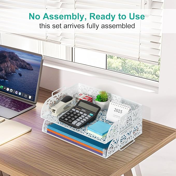 EasyPAG Paper Organizer for Desk 2 Tier Stackable Paper Tray for A4 Legal Size - Image 2