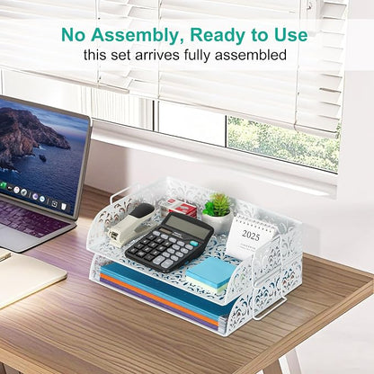 EasyPAG Paper Organizer for Desk 2 Tier Stackable Paper Tray for A4 Legal Size - Image 2