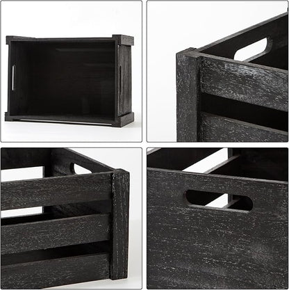 Set of 3 Nesting Wooden Crates, Small Rustic Farmhouse Wood Storage Boxes - Image 3