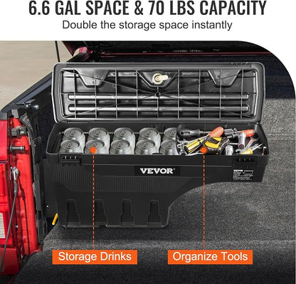 VEVOR Truck Bed Storage Box, Lockable Lid, Waterproof ABS Wheel Well Tool Box - Image 5