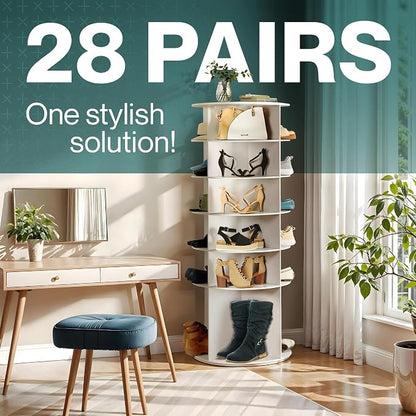 LOFT + IVY 7 Tier Rotating Shoe Rack Tower – 360° Spinning Storage Organizer - Image 5
