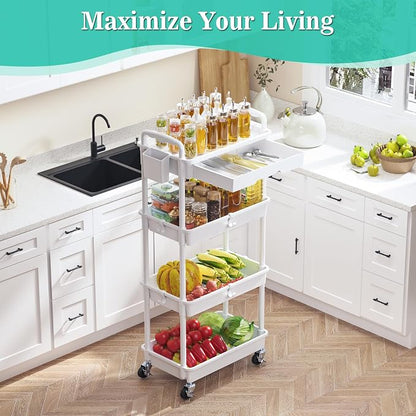 SUNALLY 4 Tier Rolling Utility Cart - Image 6