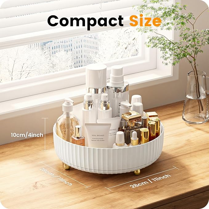 A-LuGei 【Elegant White】 11" Perfume Organizer, 【360° Rotating】 Vanity Organizer - Image 6