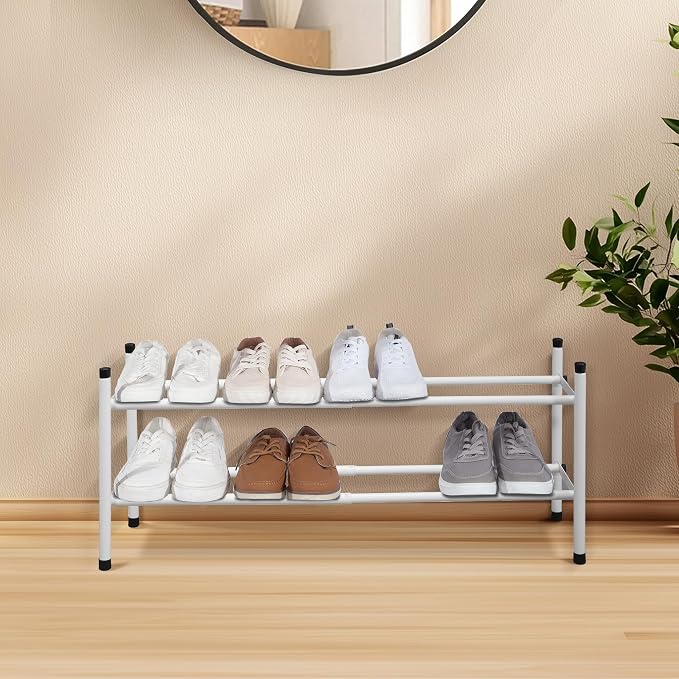 STORAGE MANIAC Expandable Shoe Rack, 8 Pairs Stackable Small Shoe Rack - Image 7