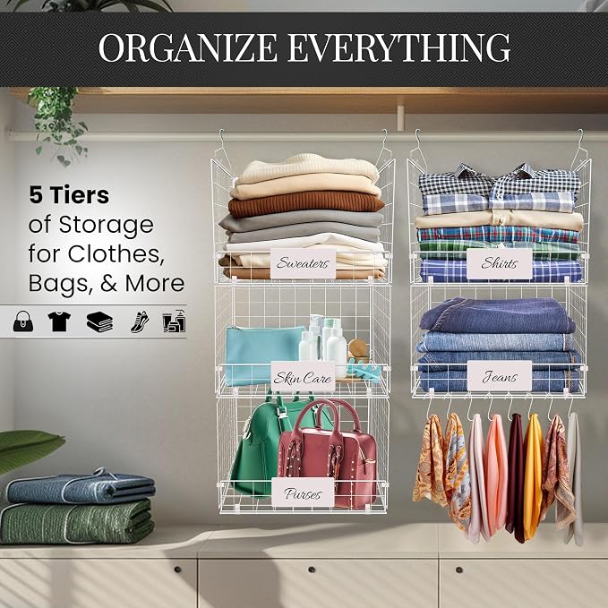 DECOLURE 5-Tier Adjustable Hanging Closet Organizer – Maximize Hanging Storage - Image 5