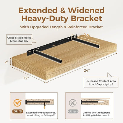 12 Inch Deep Floating Shelves, 24 x 12 Floating Shelf - Image 3