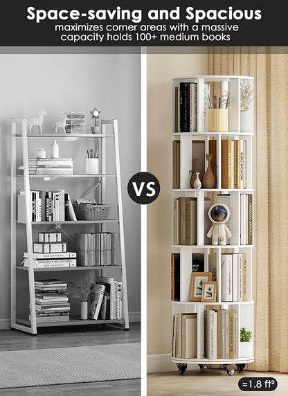 5 Tier 360° Rotating Bookshelf - Image 4