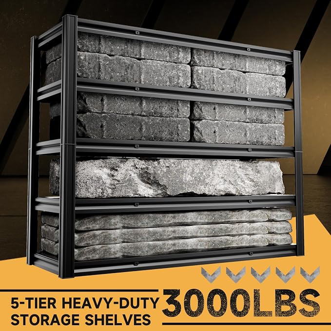 5-Tier 60" W x 20" D x 72" H Garage Shelving Metal Storage Rack 3000LBS Garage - Image 7