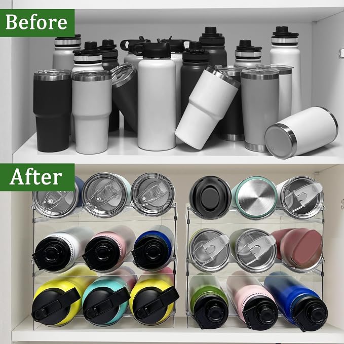 4 Pack Water Bottle Organizer, Stackable Kitchen Pantry Organization and - Image 4
