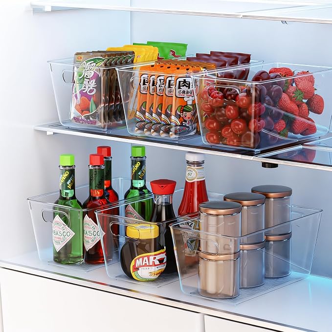 6 Pack Clear Pantry Organizer Bins, Fridge Organiser Set, Plastic Containers - Image 5