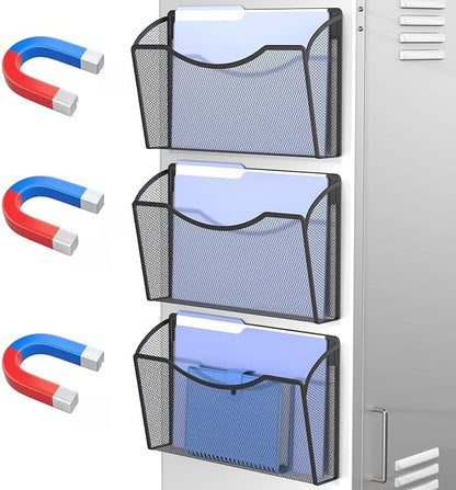 MINDEPOT Magnetic Wall File Organizer, Hanging File Holder, 3 Pack, Powerful by MINDEPOT
