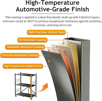 Folding Storage Shelves No Assembly, 3 Tier Metal Foldable Shelves - Image 3
