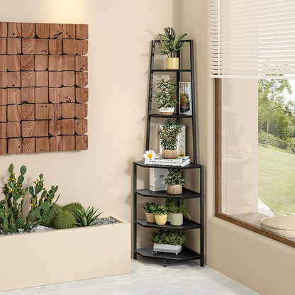 VECELO 6 Tier Corner Shelf 69 Inch Industrial Bookshelf - Image 6