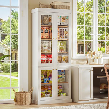 ivaniti 70.8" Bookshelf with Glass Doors, Farmhouse Modular Bookcase with - Image 4