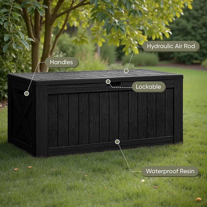 Flamaker Resin Deck Box 120 Gallon Waterproof Large Outdoor Storage Box | - Image 2