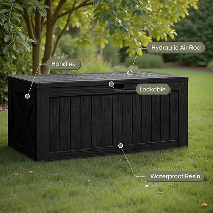 Flamaker Resin Deck Box 120 Gallon Waterproof Large Outdoor Storage Box | - Image 2