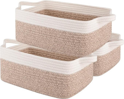 OIAHOMY 3 Pack Storage Baskets for Organizing, Woven Cotton Rope Basket for by MasterofSpaceOptimization