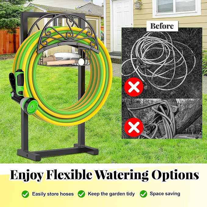 Garden Hose Holder, Heavy Duty Freestanding Detachable Storage Reel Stand - Image 4