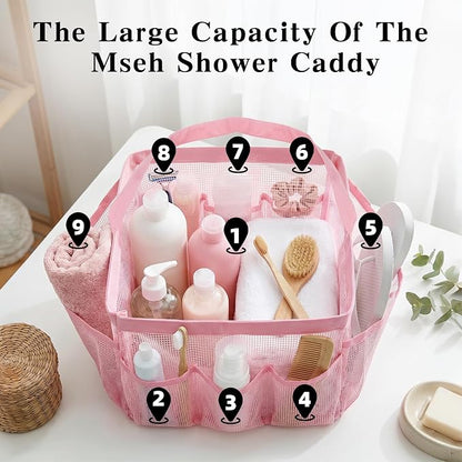 Mesh Shower Caddy, 9 Pocket Large Capacity Beach Tote Bag - Image 3