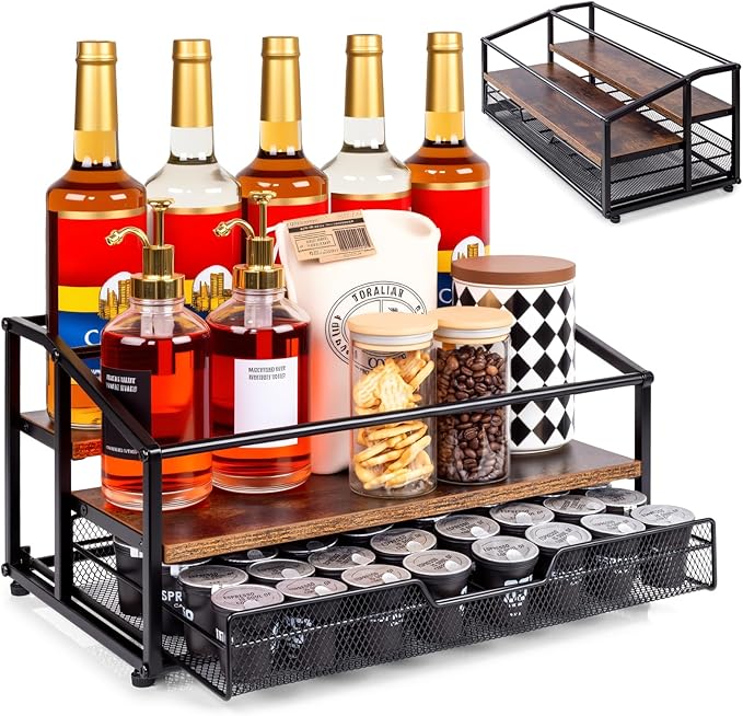 Coffee Syrup Rack Organizer, 3-Tier 10 Bottle Syrup Rack by kimilus