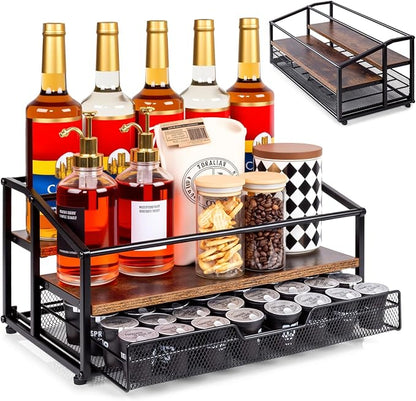 Coffee Syrup Rack Organizer, 3-Tier 10 Bottle Syrup Rack by kimilus