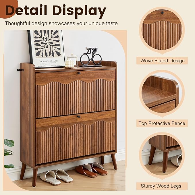 BERRYMERRY 31.5" Fluted Shoe Storage Cabinet - Image 4