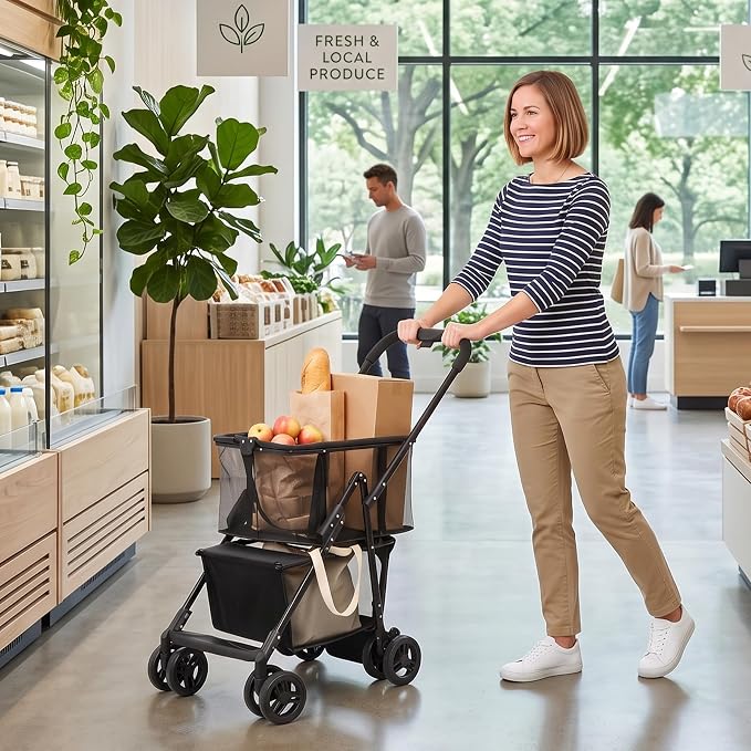 Super Deal Folding Shopping Cart - Image 2