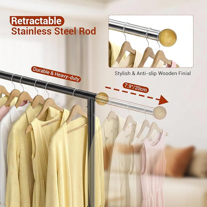 Rolling Clothing Rack with Bottom Storage Shelf & lockable Casters, Dresses - Image 8