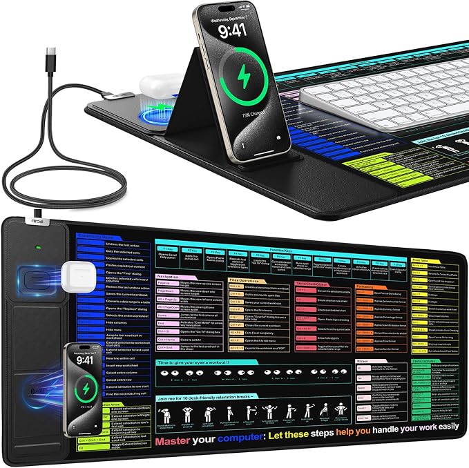 Mouse Pad for Excel/Word/PowerPoint/Windows Shortcut Keys, Desk Pad by miroddi