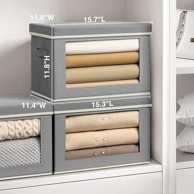 Homsorout Storage Bins with Lids, 3 Pack Large Storage Cubes with Window - Image 2