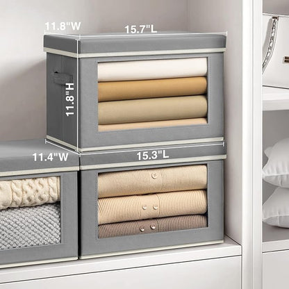 Homsorout Storage Bins with Lids, 3 Pack Large Storage Cubes with Window - Image 2