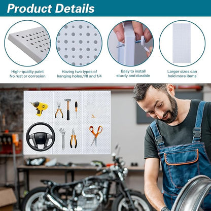 Pegboard Rack Garage Storage Steel Horizontal PegBoard Pack, Steel Pegboard - Image 3