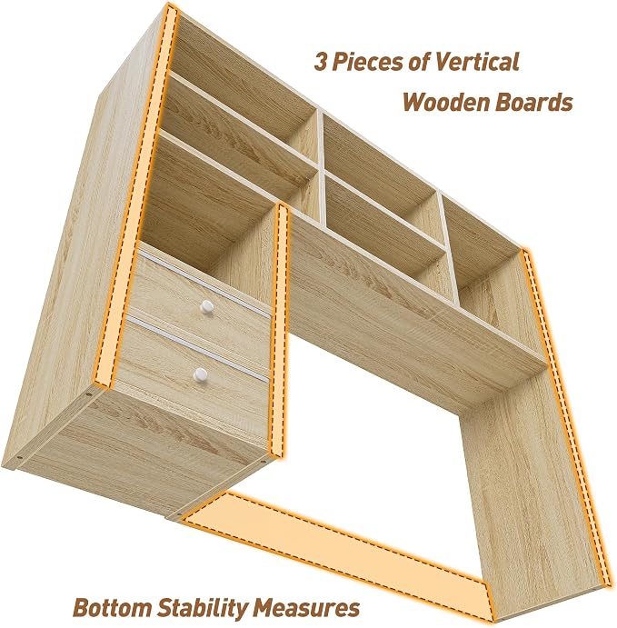 REIBII Desktop Bookshelf, High-Capacity Desk Hutch Organizer - Image 6