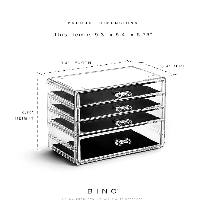 BINO THE MANHATTAN SERIES Acrylic Makeup Drawer Organizer- 4 Drawers | Clear - Image 2