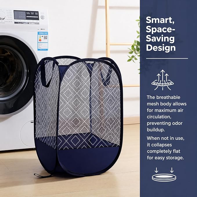 100L Extra Large Mesh Pop Up Laundry Hamper 2 Pack - Image 3