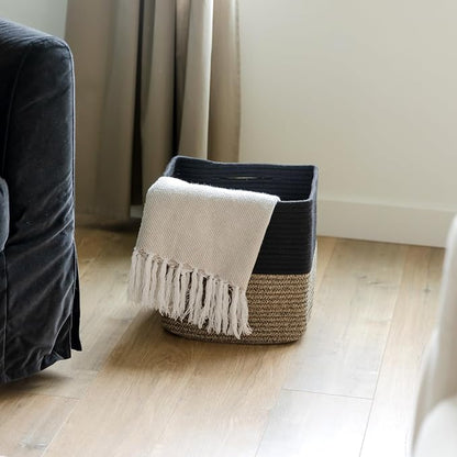 NaturalCozy 13 Inch Cube Storage Bins Cotton Rope Woven Baskets - Image 8