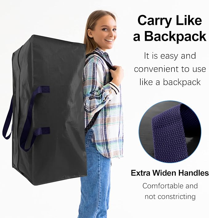 12 Pack Heavy Duty Extra Large Moving Bags W/Backpack Straps - Image 4