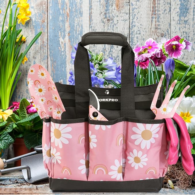 WORKPRO Garden Tool Bag, 9 Pockets Gardening Bag, Heavy Duty Oxford Garden Tote - Image 2