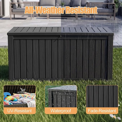 230 Gallon Outdoor Storage Box, Large Resin Deck Box, Waterproof Lockable - Image 3