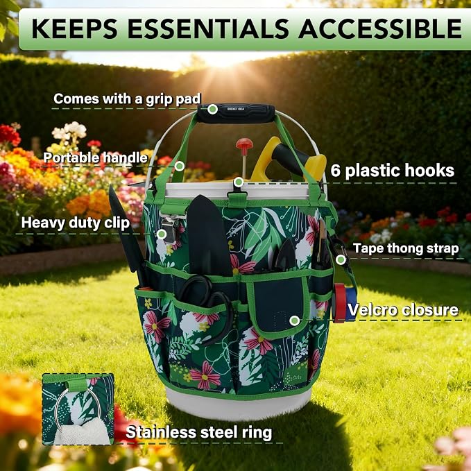 KUNN Bucket Tool Organizer 5 Gallon 18-Pocket Gardening Tool Bag - Image 3
