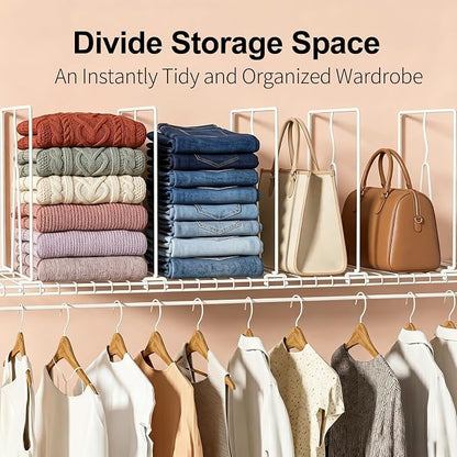 Wire Shelf Dividers for Closet: Clothes, Sweater Organizer, Vertical White - Image 3