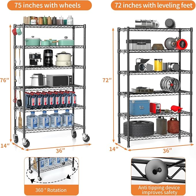 Hodonas 2300LBS Wire Shelving Unit - Image 3