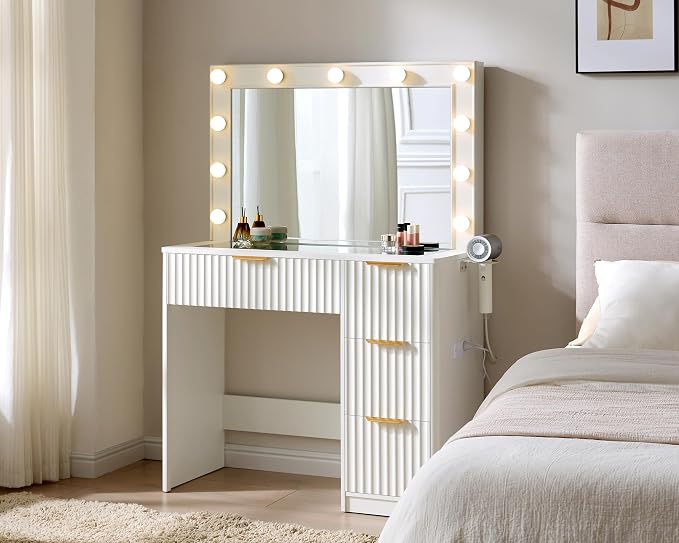 AMERLIFE 36.2" Fluted Vanity Desk by AMERLIFE