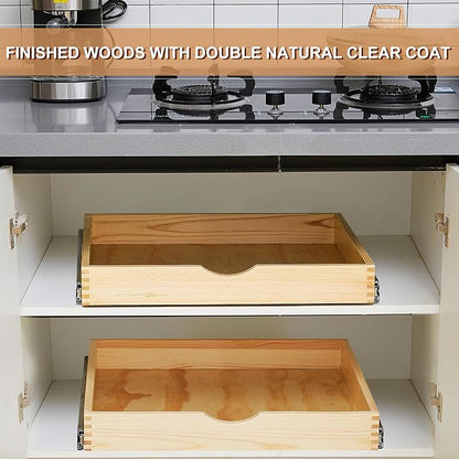 Menkxi 2 Set Pull out Tray Cabinet Organizer Wooden Pull Drawers storage Slide - Image 5