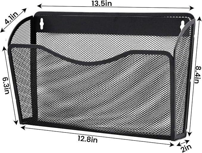 3 Pack Wall File Organizer, Mesh Hanging Metal Vertical Wall Mounted File Holder - Image 2
