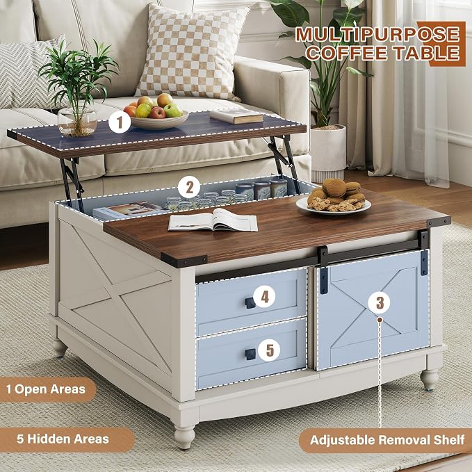 ALLSTAND 31.5" Lift Top Coffee Table - Image 6
